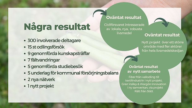 Grafik med texten som anges under rubriken "några resultat"